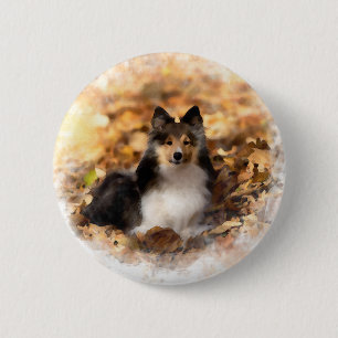 Sheltie Shetland Sheepdog Art Painting Button