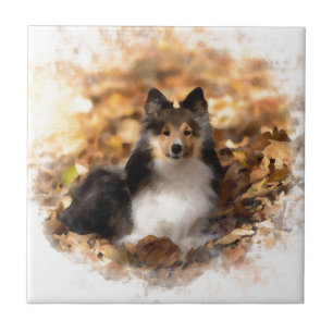 Sheltie Shetland Sheepdog Art Painting Ceramic Tile