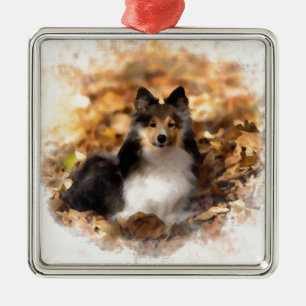 Sheltie Shetland Sheepdog Art Painting Metal Ornament