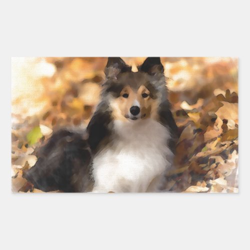 Sheltie Shetland Sheepdog Art Painting Rectangular Sticker