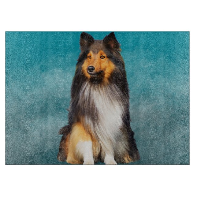 Sheltie Shetland Sheepdog Art Portrait Cutting Board (Front)
