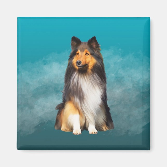 Sheltie Shetland Sheepdog Art Portrait Magnet (Front)