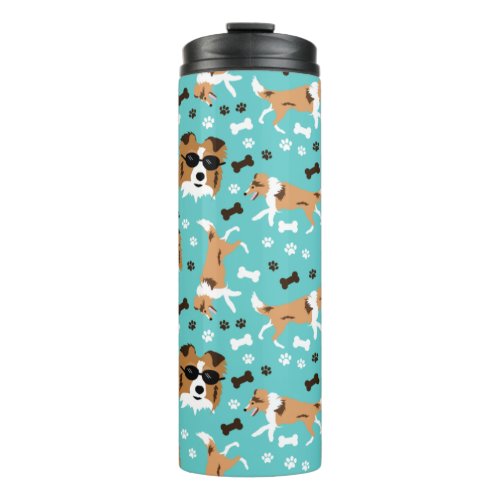 Sheltie Shetland Sheepdog Collie Pattern Pawprint  Thermal Tumbler