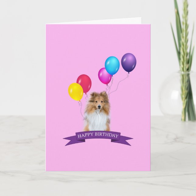 Sheltie Shetland Sheepdog Happy Birthday Card (Front)