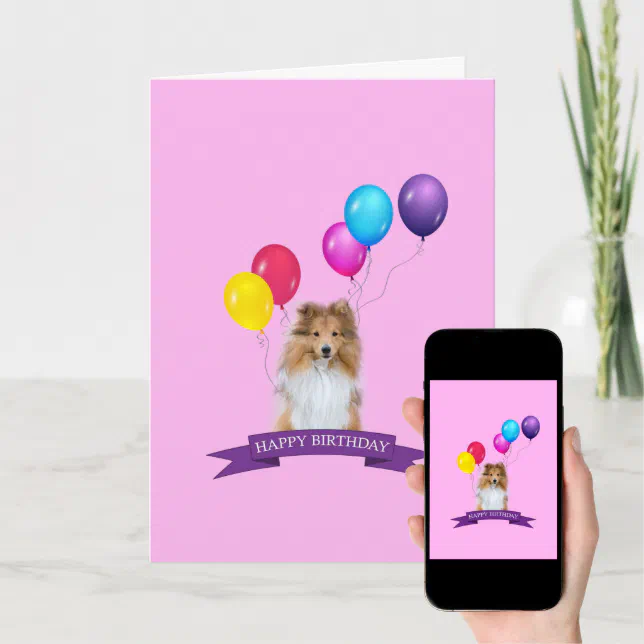 Shetland Sheepdog Dog Birthday Card - A5 Greeting Card With Silk Finish
