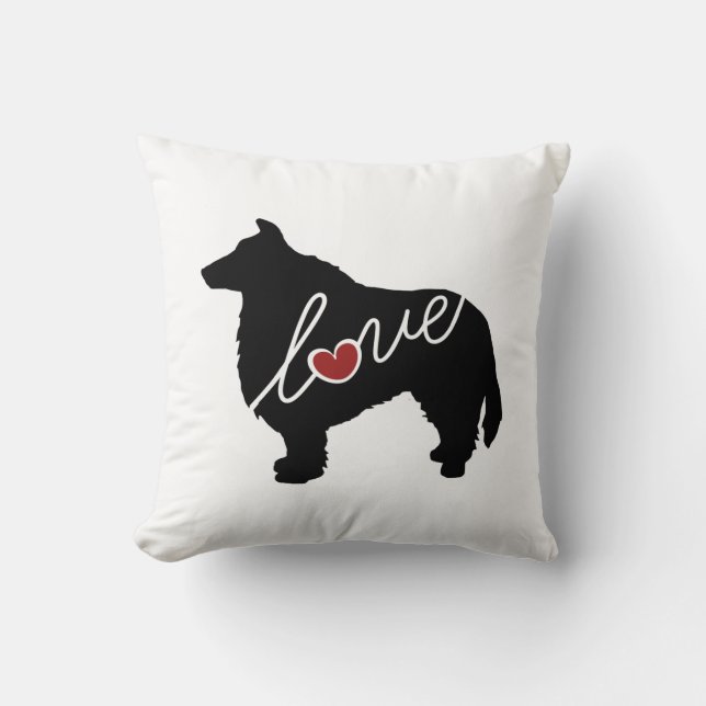 Sheltie (Shetland Sheepdog) Love Throw Pillow (Front)