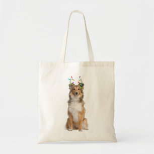 Sheltie Shetland Sheepdog Reindeer Christmas Dog Tote Bag