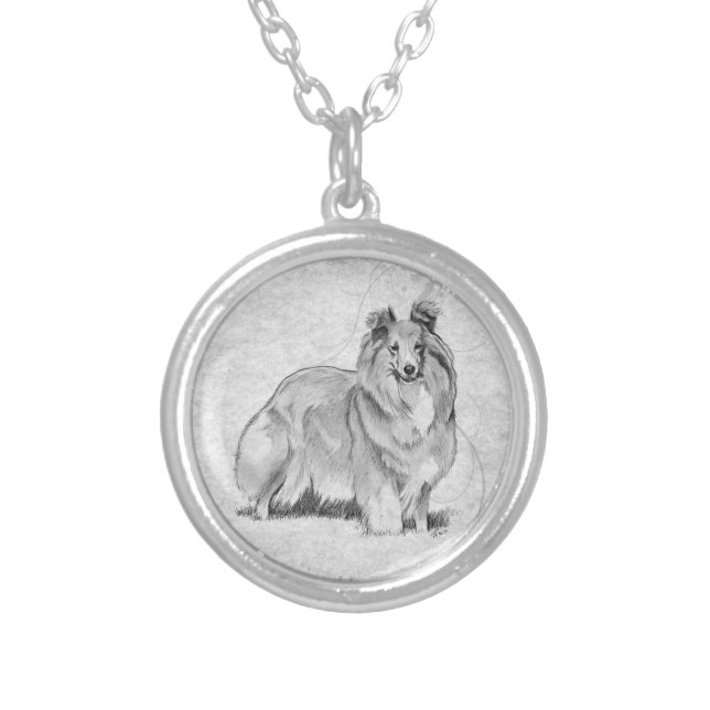 Sheltie Silver Plated Necklace (Front)
