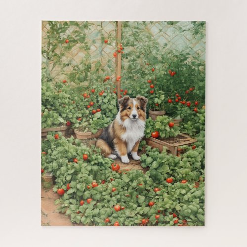 Sheltie Tomato Garden Guardian Jigsaw Puzzle