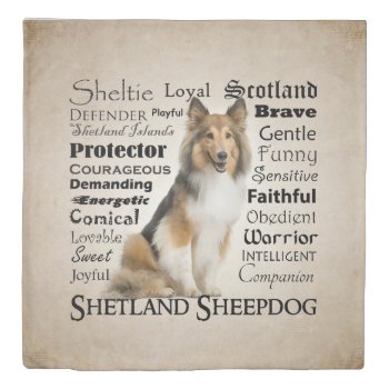 Sheltie Traits Duvet Cover by ForLoveofDogs at Zazzle