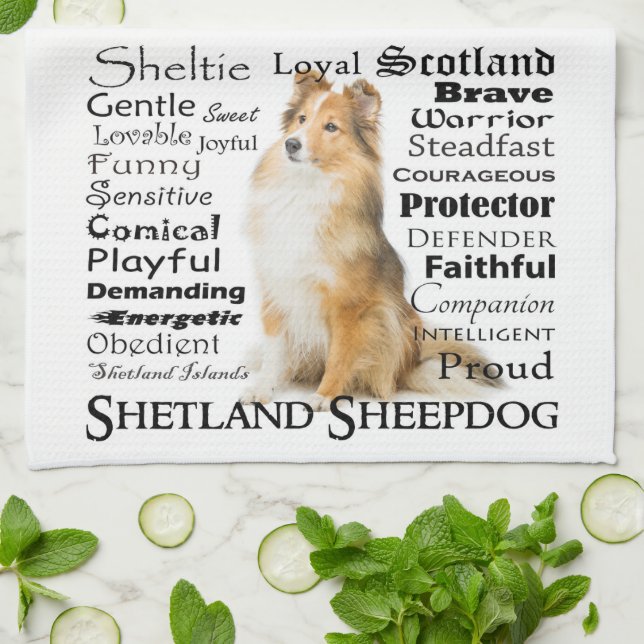 Sheltie Traits Kitchen Towel (Folded)