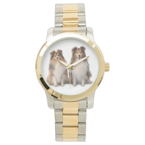 Sheltie Two_Tone Watch Gold and Silver Tone Watch