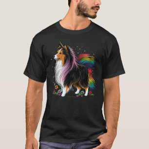 Sheltie Unicorn on Rainbow Unicorn Shetland Sheepd T-Shirt