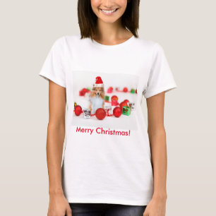 Sheltie Wishing Merry Christmas Women's T-shirt