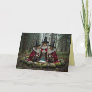 Sheltie Witch Halloween Card