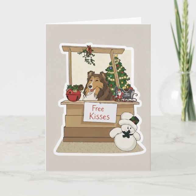 Sheltie's free kisses holiday card (Front)
