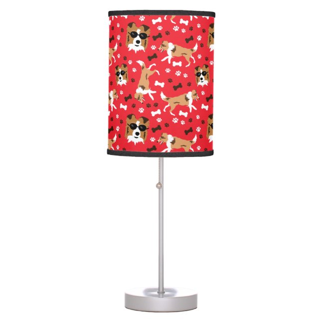 Shelties Shetland Sheepdog Collie Dog Pawprint Table Lamp (Front)