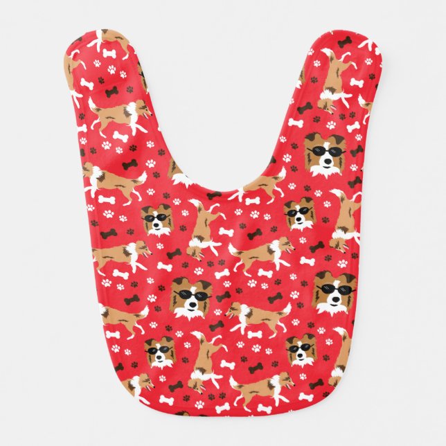 Shelties Shetland Sheepdog Cute Paw Print Baby Bib (Front)