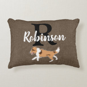 Shelties Shetland Sheepdog Monogram Last Name Accent Pillow