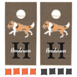 Shelties Shetland Sheepdog Monogram Last Name Cornhole Set