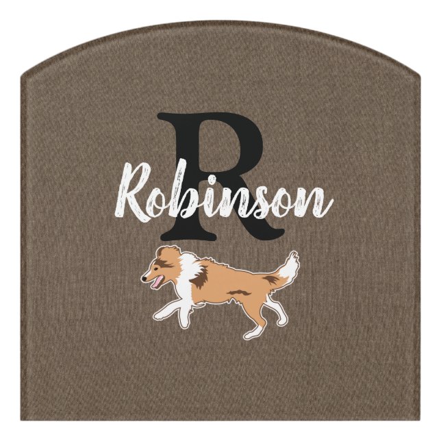 Shelties Shetland Sheepdog Monogram Last Name   Door Sign (Contour Front)