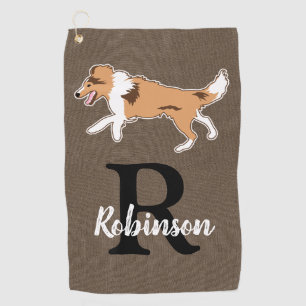 Shelties Shetland Sheepdog Monogram Last Name Golf Towel