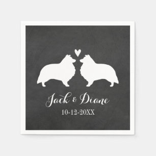 Shelties Wedding Couple with Custom Text Paper Napkins