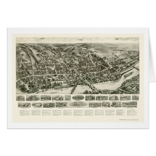 Shelton, CT Panoramic Map - 1919 Cards (Front Horizontal)