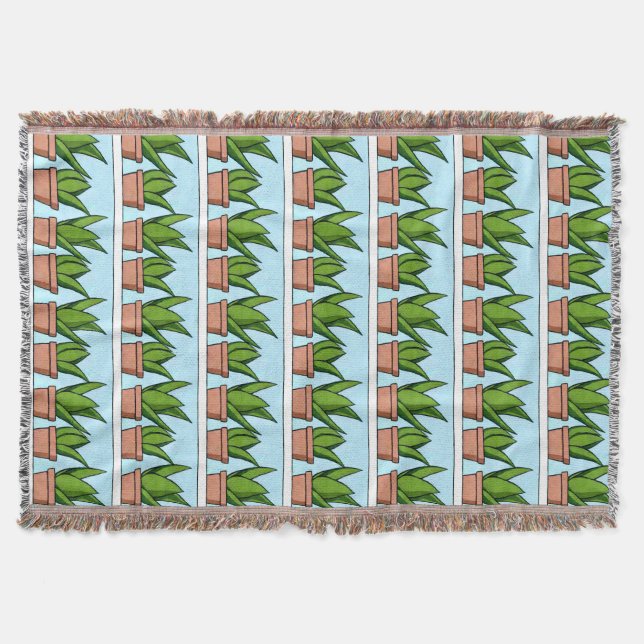 Shelves of Aloe Vera Plants Ai Art Throw Blanket (Front)