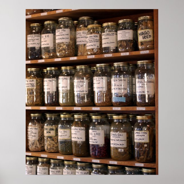 Shelves of herb jars poster (Front)