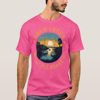 Shem Creek Sunset Mount Pleasant SC Gold Version T-Shirt
