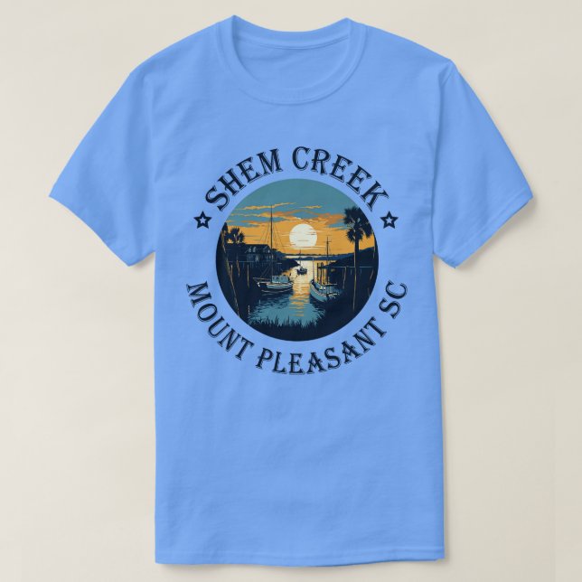 Shem Creek Sunset Mount Pleasant SC T-Shirt (Design Front)