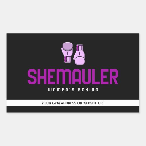 Shemauler Womens Boxing Pink Boxing Gloves Rectangular Sticker
