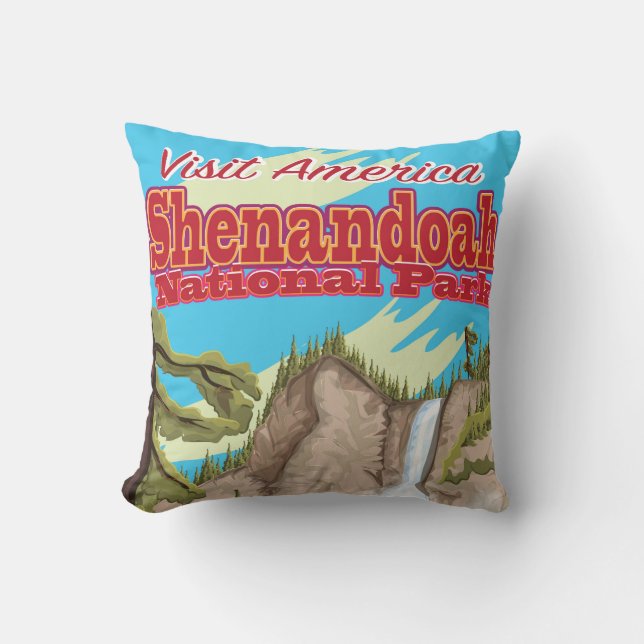 Shenandoa National Park and Preserve Travel Poster Throw Pillow (Front)