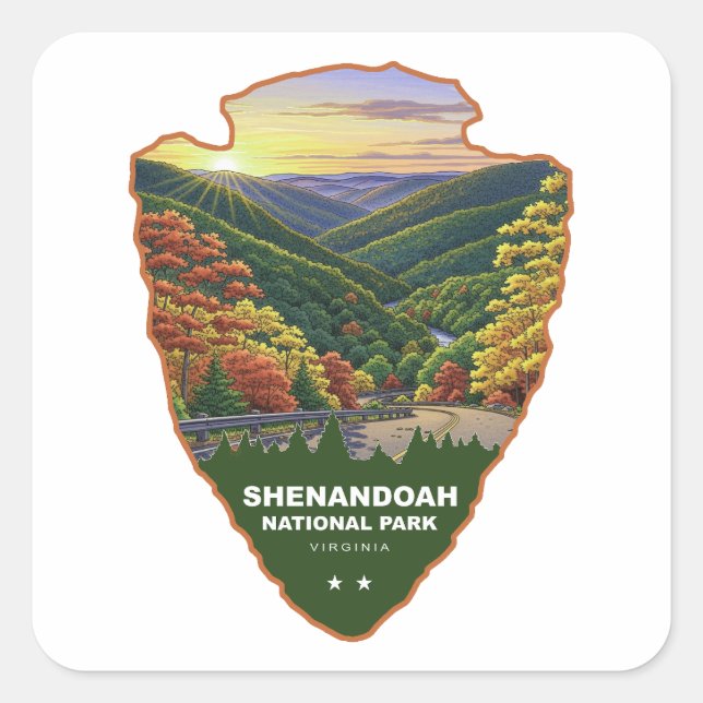 Shenandoah National Park Arrowhead Square Sticker (Front)
