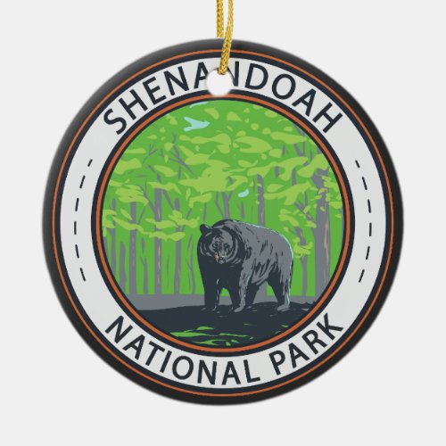 Shenandoah National Park Black Bear Circle Ceramic Ornament