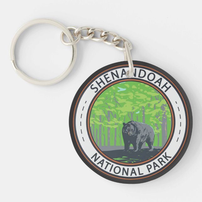 Shenandoah National Park Black Bear Circle Keychain (Front)