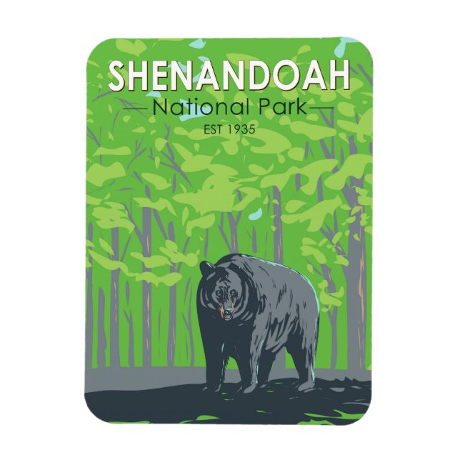 Shenandoah National Park Black Bear Vintage Magnet (Vertical)
