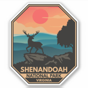 Shenandoah National Park Deer Minimal Retro Emblem Sticker
