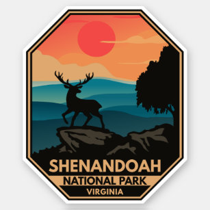 Shenandoah National Park Deer Minimal Retro Emblem Sticker