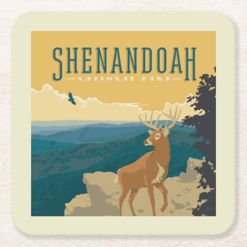 Shenandoah National Park  Deer Square Paper Coaster