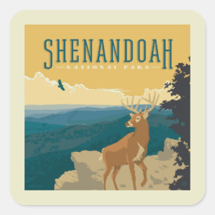 Shenandoah National Park Deer Square Sticker
