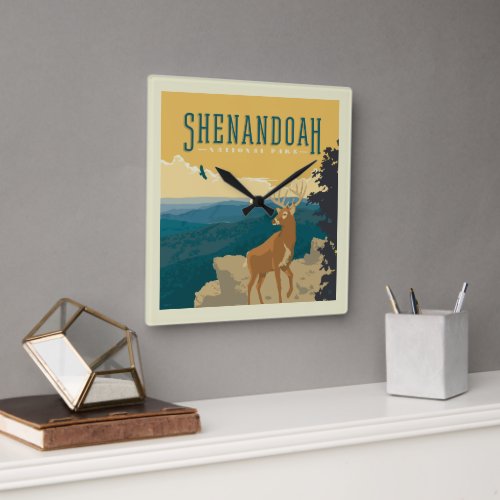 Shenandoah National Park  Deer Square Wall Clock