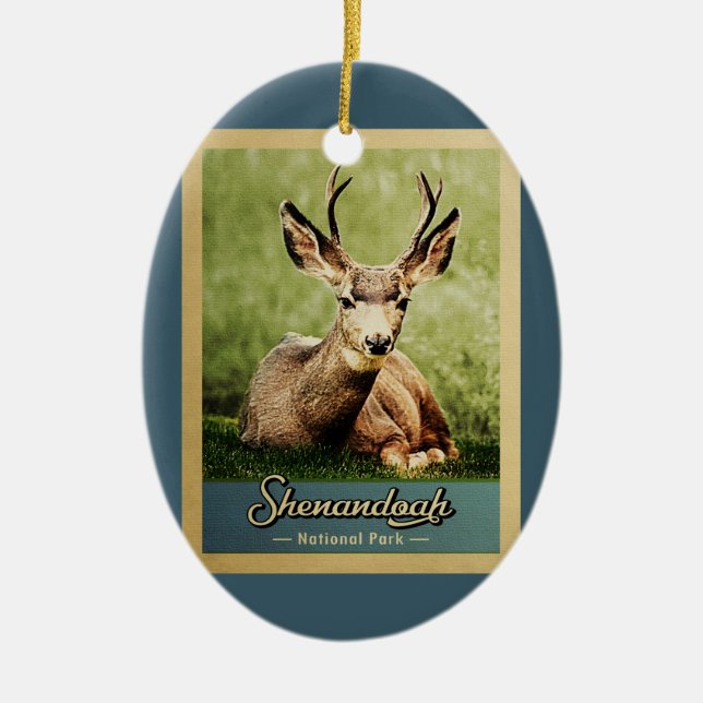 Shenandoah National Park Deer Vintage Ceramic Ornament (Front)