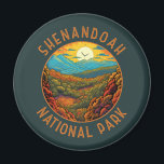 Shenandoah National Park Distressed Circle Magnet<br><div class="desc">Shenandoah vector artwork design. The Skyline Drive runs its length,  and a vast network of trails includes a section of the long-distance Appalachian Trail.</div>