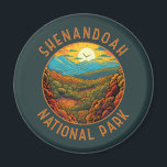 Shenandoah National Park Distressed Circle Magnet<br><div class="desc">Shenandoah vector artwork design. The Skyline Drive runs its length,  and a vast network of trails includes a section of the long-distance Appalachian Trail.</div>