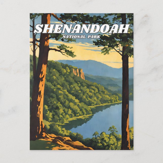 Shenandoah National Park illustration retro Aesthe Postcard (Front)