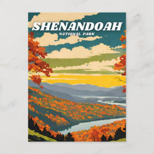 Shenandoah National Park illustration retro Postcard