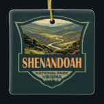 Shenandoah National Park Illustration Travel Retro Ceramic Ornament<br><div class="desc">Shenandoah vector artwork design. The Skyline Drive runs its length,  and a vast network of trails includes a section of the long-distance Appalachian Trail.</div>