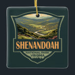 Shenandoah National Park Illustration Travel Retro Ceramic Ornament<br><div class="desc">Shenandoah vector artwork design. The Skyline Drive runs its length,  and a vast network of trails includes a section of the long-distance Appalachian Trail.</div>